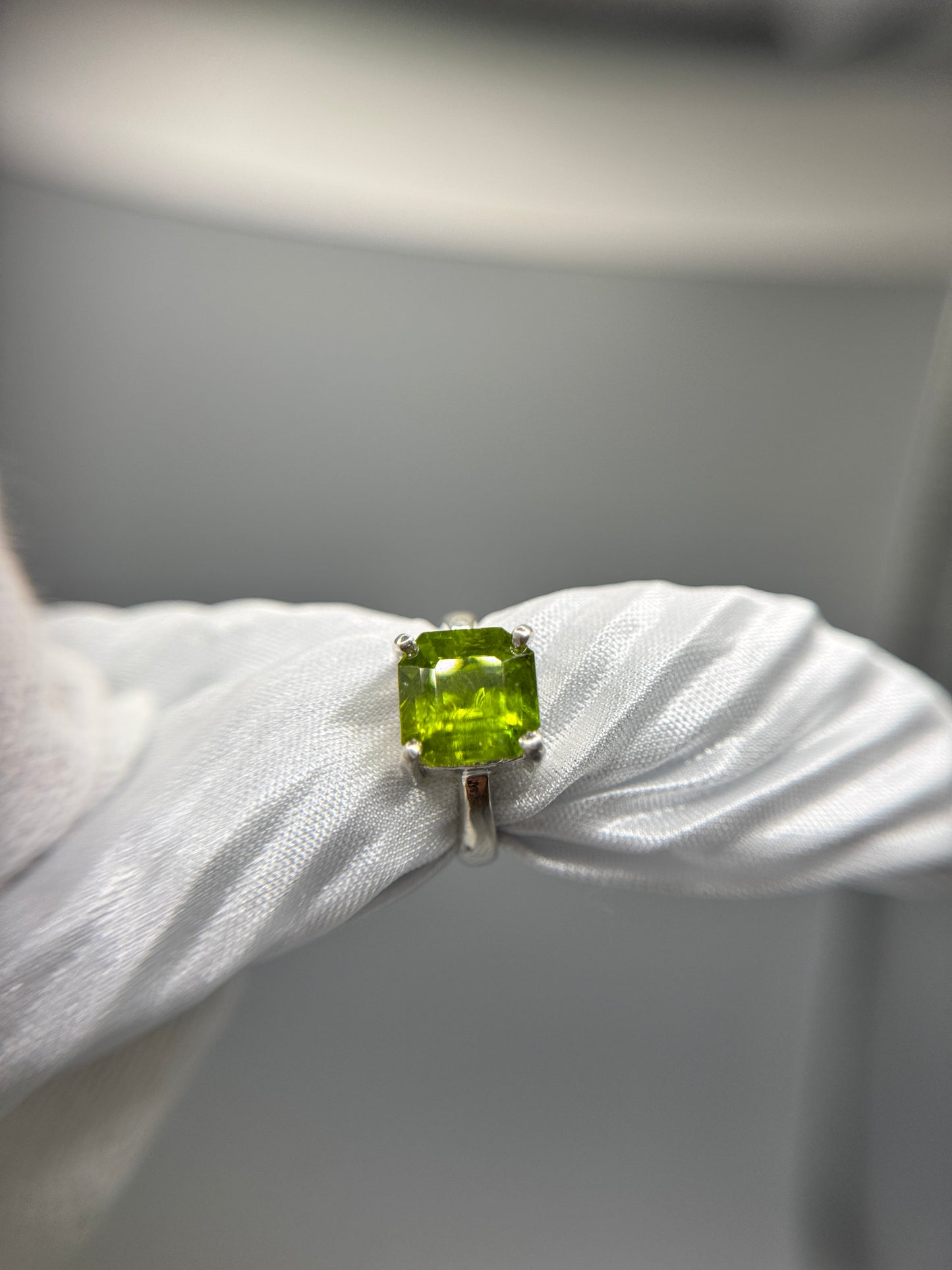Peridotite Gemstone Silver Ring