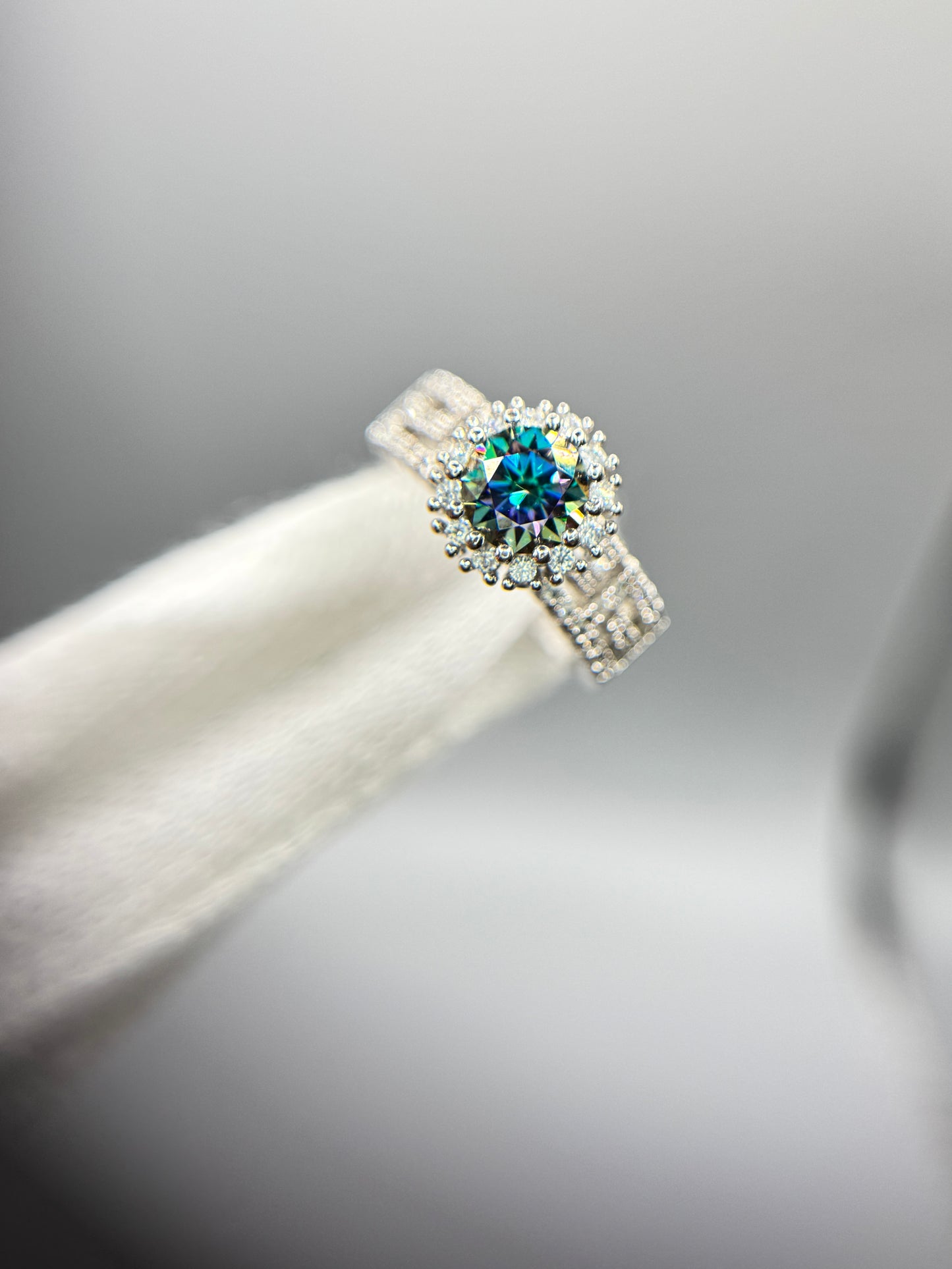 Colorful Moissanite Silver Ring