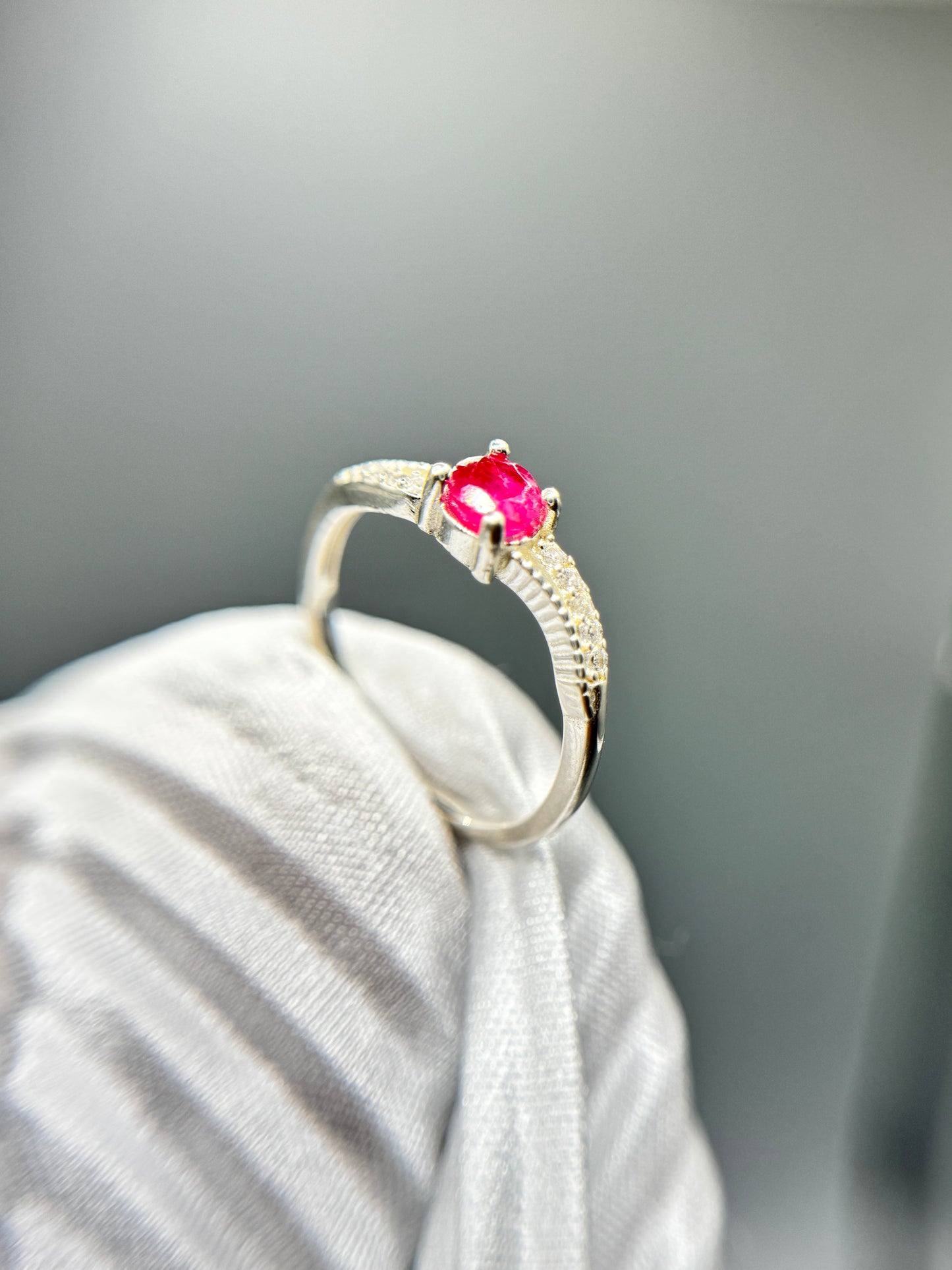 Ruby Gemstone - Silver Ring