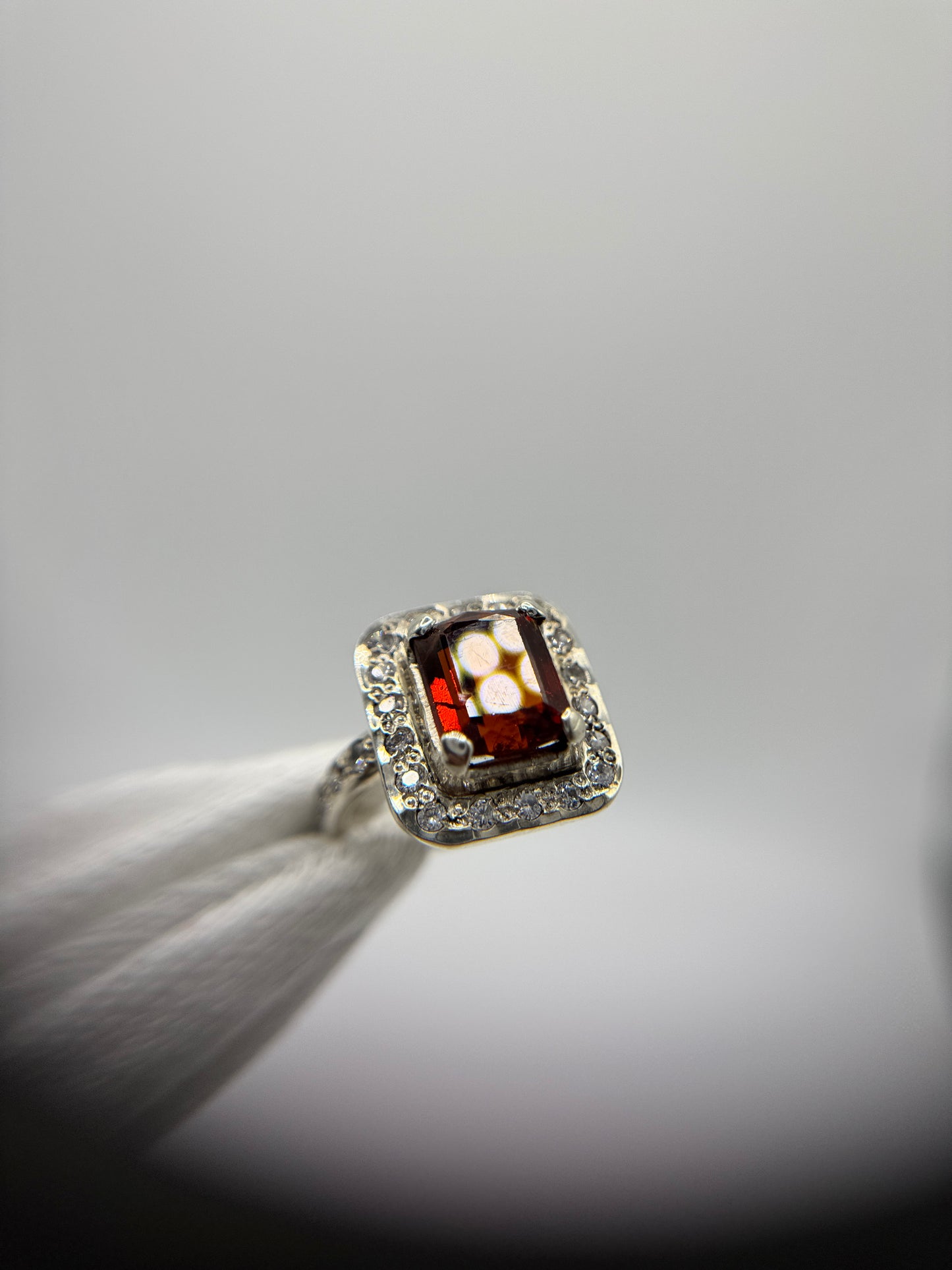 Red Granite Silver Ring