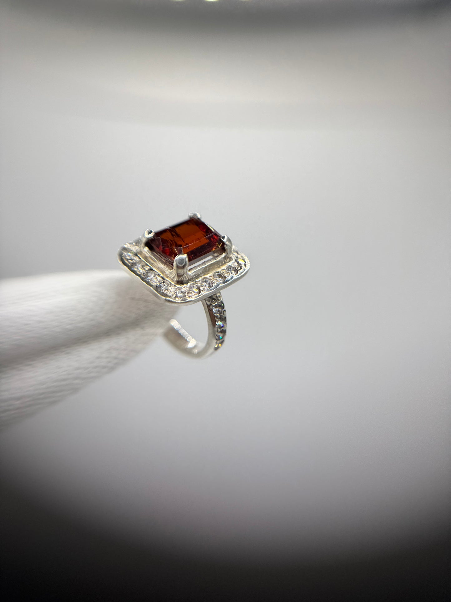 Red Granite Silver Ring