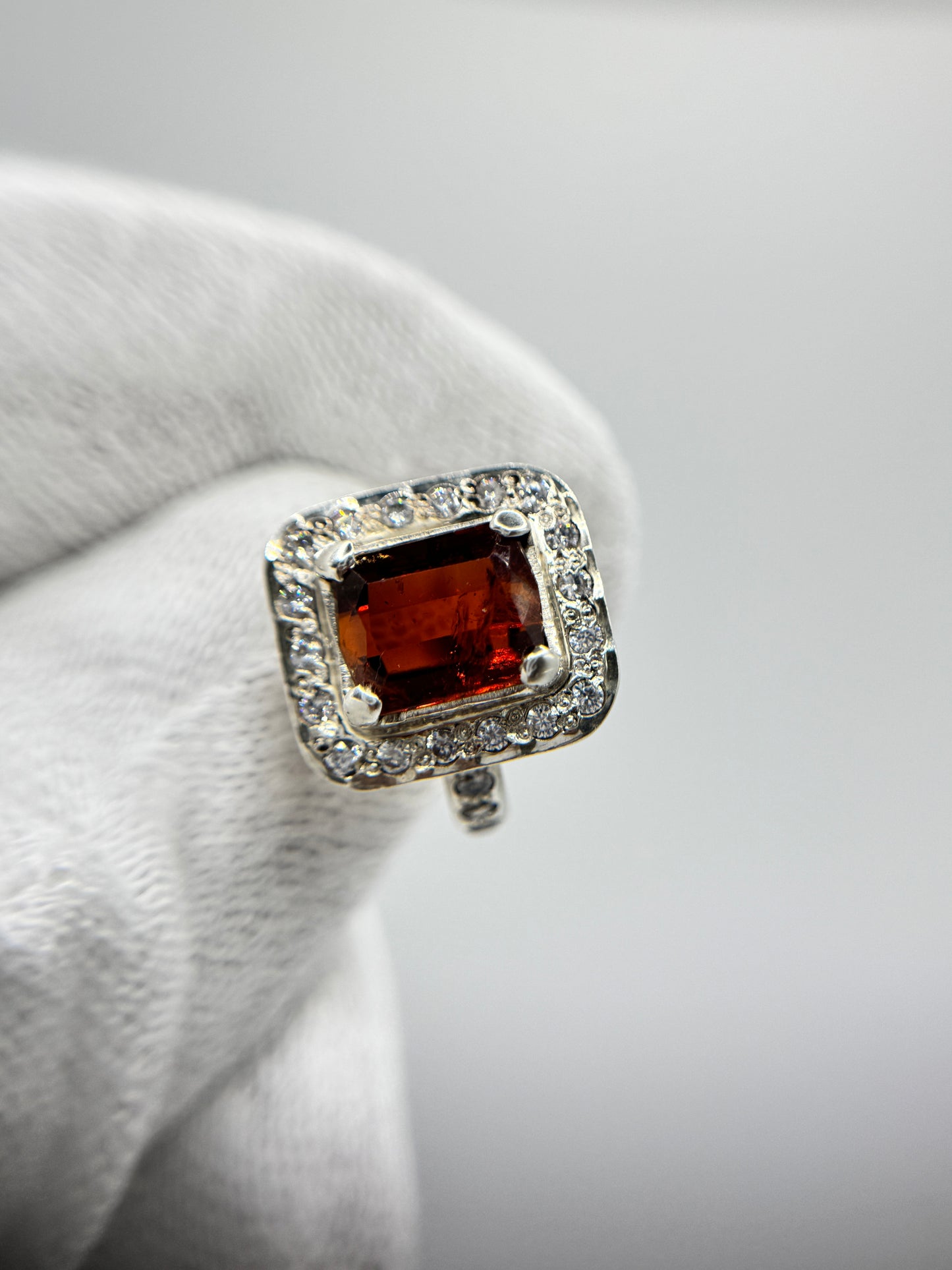 Red Granite Silver Ring