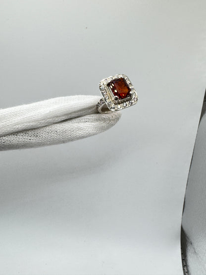 Red Granite Silver Ring